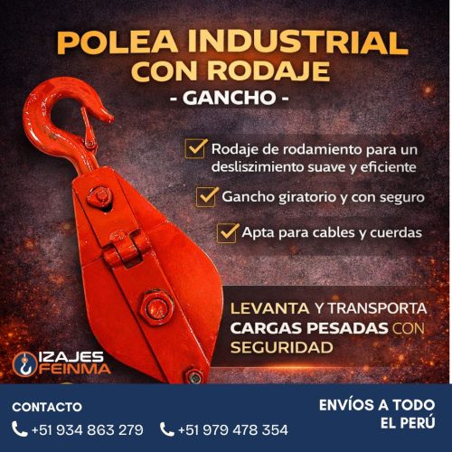 POLEA INDUSTRIAL CON RODAJE (GANCHO)