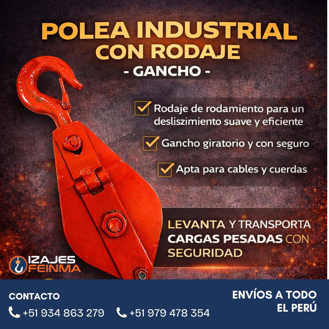 POLEA INDUSTRIAL CON RODAJE (GANCHO)