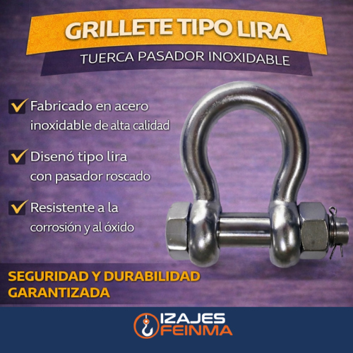 GRILLETE TIPO LIRADA (Tuerca Pasador Inoxidable)