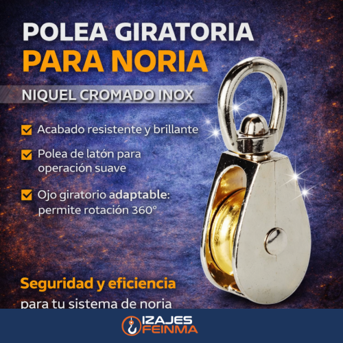 POLEA GIRATORIA PARA NORIA  NIQUEL Cromado INOX