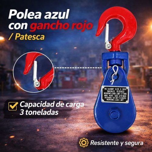 POLEA AZUL CON GANCHO ROJO/ PATESCA
