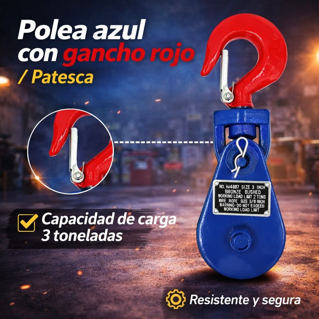 POLEA AZUL CON GANCHO ROJO/ PATESCA
